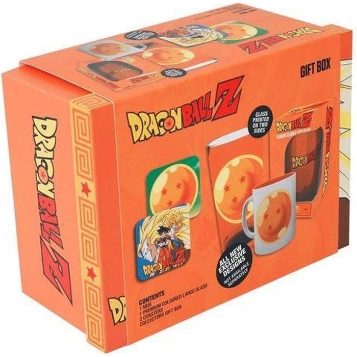Boîte Cadeau Dragon Ball Z - Mug 300 ml + Verre 500 ml + 2 dessous de verre DBZ - GB Eye