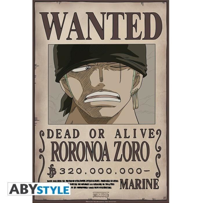 Poster - One Piece -Wanted Zoro- NEW 2017 52x38cm