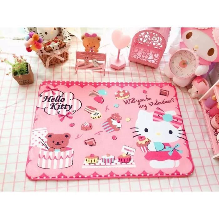Hello Kitty tapis de velours corail dessin animé créatif mignon salon chambre tapis salle de bain tapis de sol antidérapant-r
