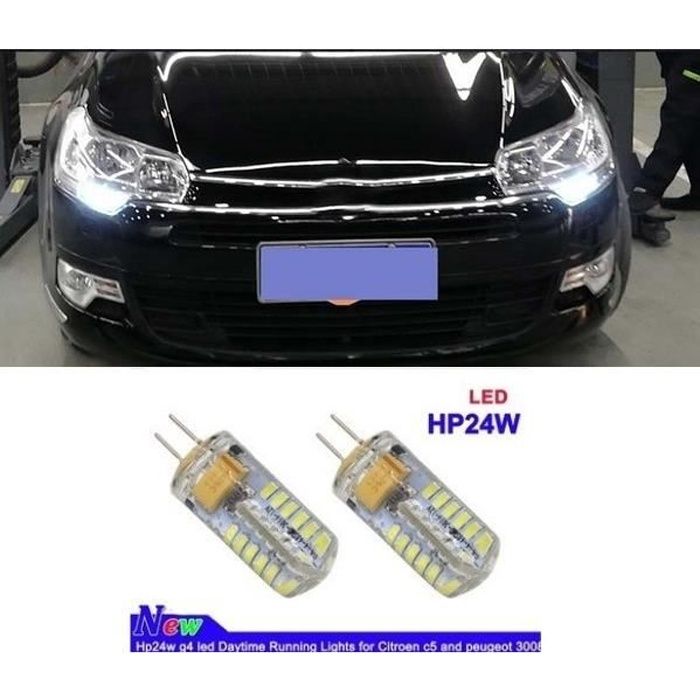 2x Ampoules LED Blanc HP24 9W feux de jour diurnes PEUGEOT 3008 5008 CITROEN C5