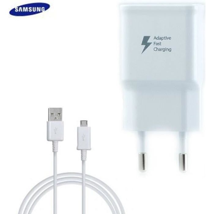 Chargeur Samsung Galaxy A5 2016 (A510) Charge Rapide AFC 2A Blanc + cable 1,5 M USB-micro USB