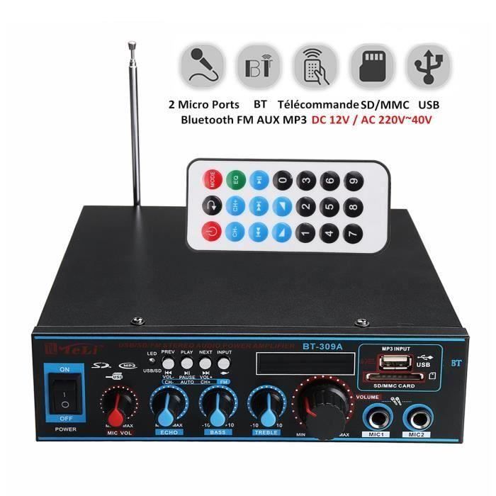 Bluetooth Amplificateur Hi-Fi Stéréo 12V-220V FM USB SD MP3 Audio Lecteur - Ampli Maison Voiture Auto 400W+400W Bo53297