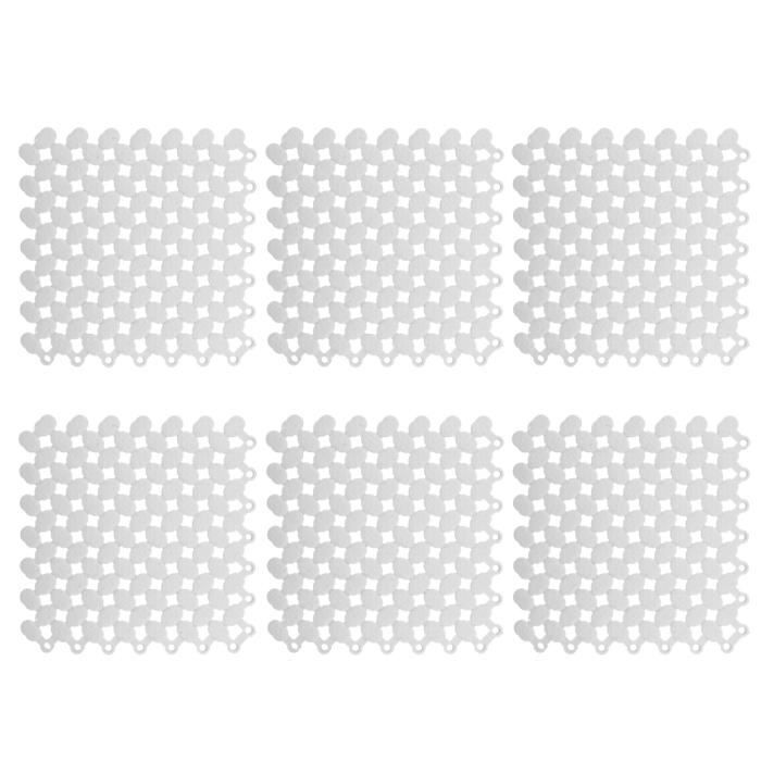 6pcs Tapis de Sol de Verrouillage Antidérapant d'Épissage pour Cuisine Salle de Bain Piscine Balcon 20x20cm(Blanc )