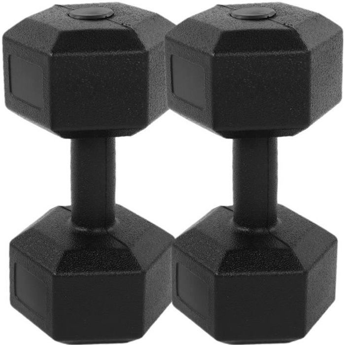 ARAMOX Haltère hexagonal de gym à domicile Haltère Hexagonal Encastré 2 x 5KG en Caoutchouc de Fer Poids à Main Entraînement