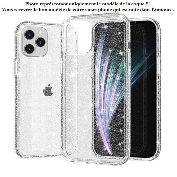Pour iPhone 11 PRO MAX Coque à Paillettes Argent Transparente