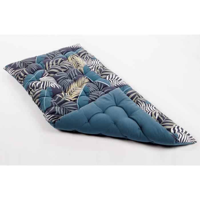 Matelas de sol souple 100% coton imprimé JUNGLE 120x60x5cm - Bleu