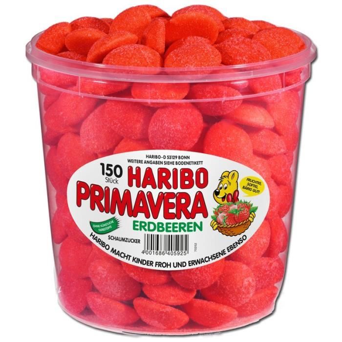 Haribo Primavera, fraises, guimauves, 150 pièces