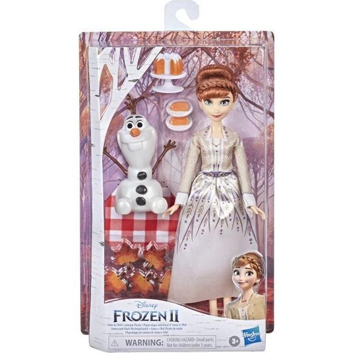 DISNEY LA REINE DES NEIGES 2 - Pique-nique automnal d'Anna et Olaf - Poupée Olaf - Poupée Anna - robe - pour enfants - dès 3 ans