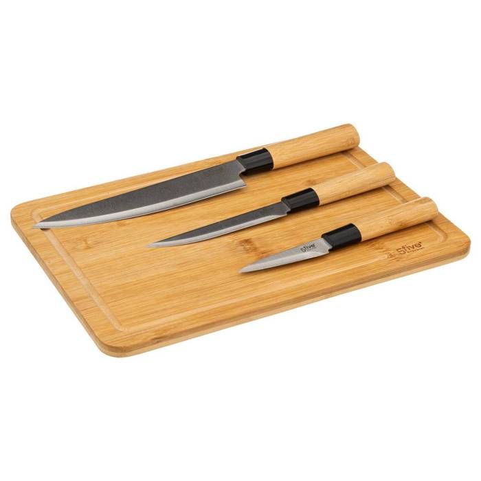 PLANCHE A DÉCOUPER + 3 COUTEAUX BAMBOU