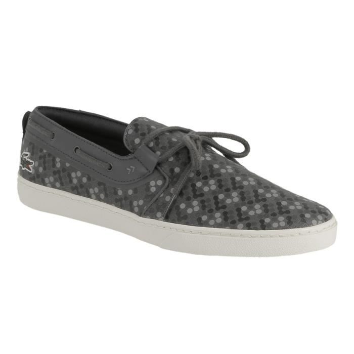 Chaussure tennis Lacoste en textile imprimé gris.