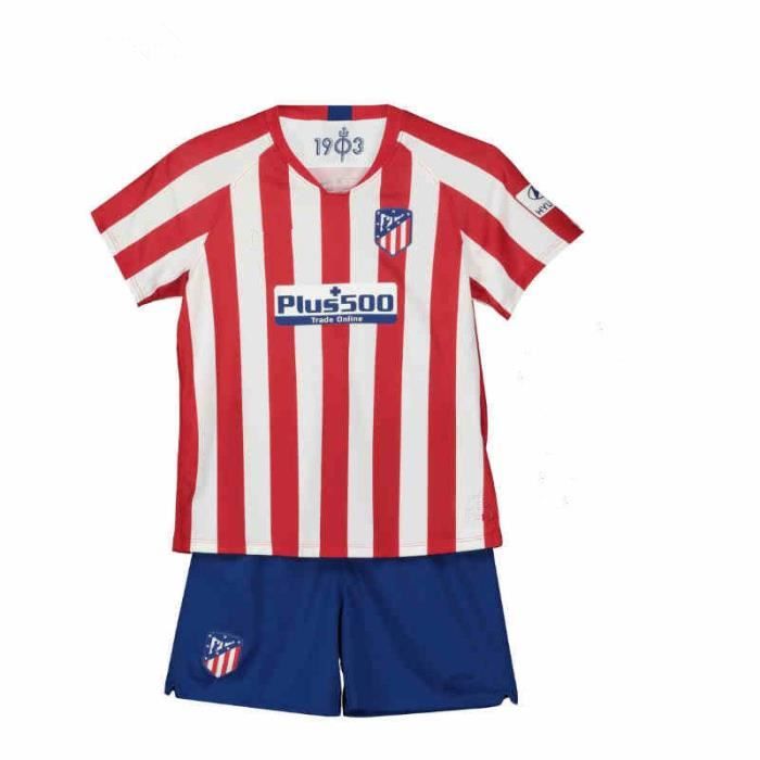 Atletico Madrid Maillot Domicile 2019 2020 Maillot de Foot Football Soccer(Top + Short)Kit Suit Pas Cher pour Enfant Garçon