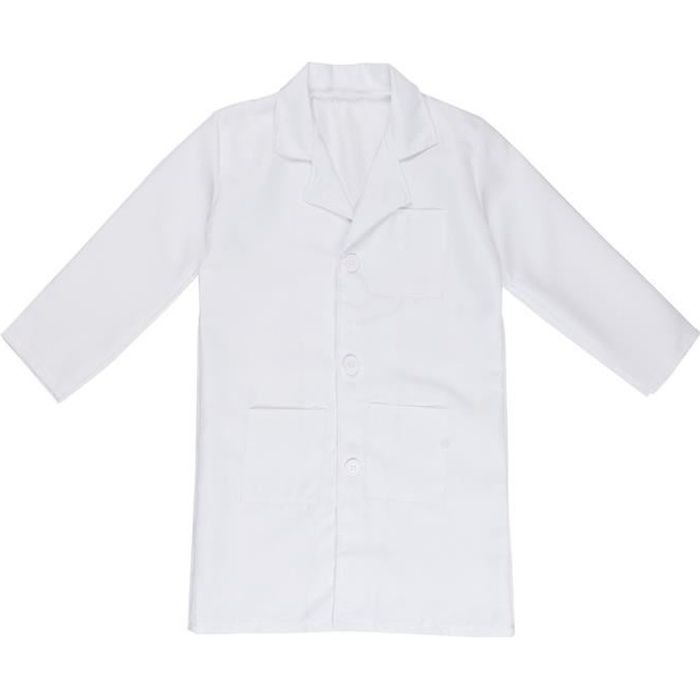 dPois Enfant Blouse Blanche Laboratoire Chimie Uniforme Medical Manches Longues Infirmière Collège Déguisement Médecin 4-14 Ans