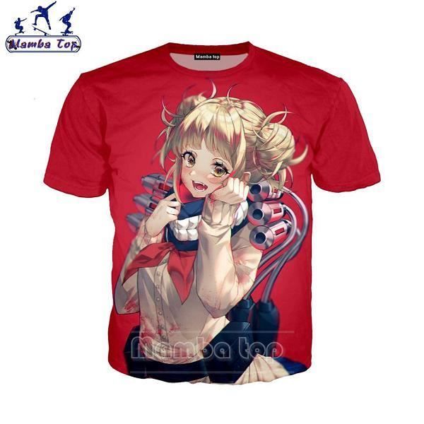 T-shirt homme imprimé en 3D,Mon héros académique t-shirt 3D dessin animé Anime hommes t-shirt Himiko Toga à manches courtes hommes
