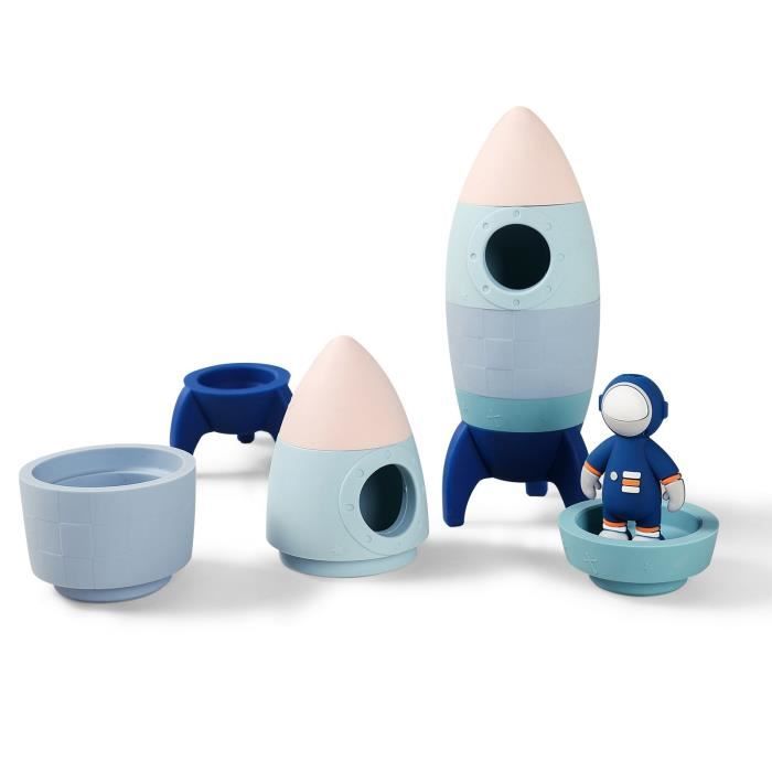 Petit garçon assemblage puzzle jeu d'éducation précoce grande particule silicone fusée matriochka jouet astronaute