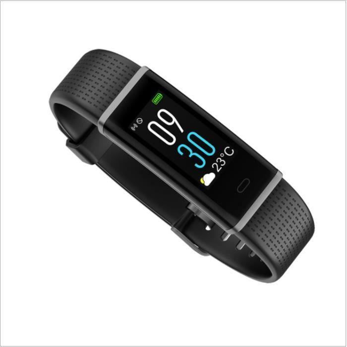 Bracelet intelligent détection dynamique de la fréquence cardiaque IP68 étanche véritable bracelet d'écran couleur intelligent noir