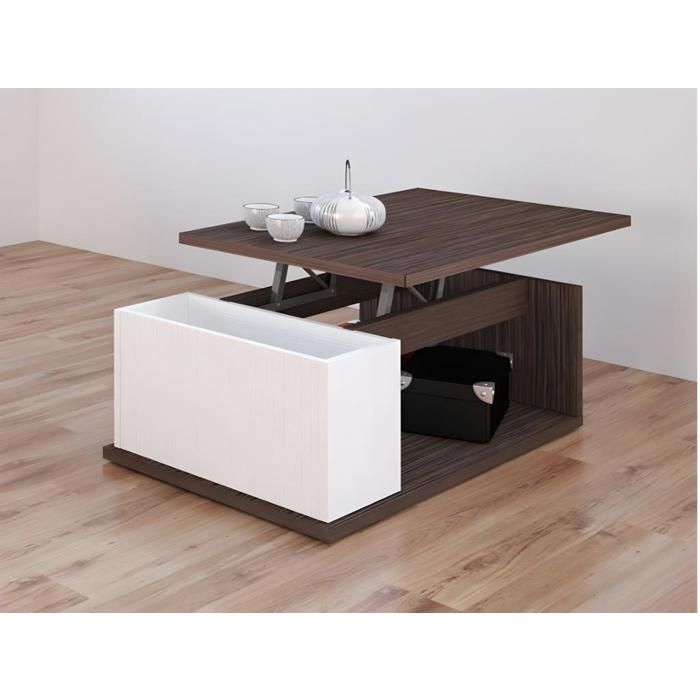 Table basse ALDANA - Plateau relevable - Bois & MD
