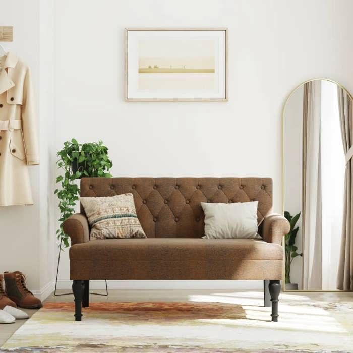 vidaXL Banc avec Dossier Canapé avec Accoudoir Banquette avec Pieds en Bois Siège de Salon Salle de Séjour Moderne 372129