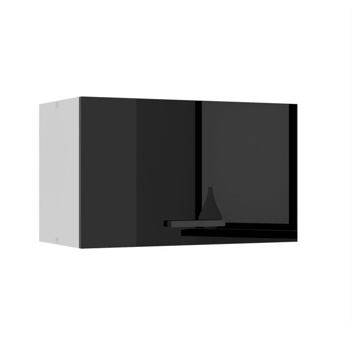 Meuble haut de cuisine - BELINI - SGP60 - Noir très brillant - 1 porte - 60 cm - Design contemporain