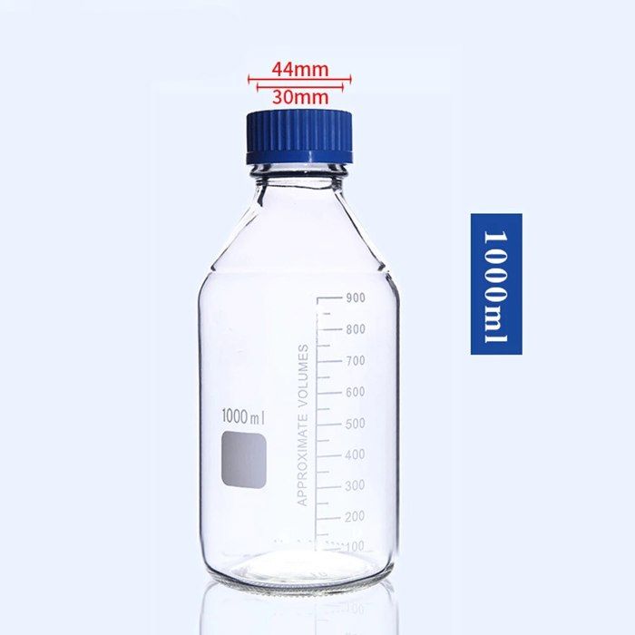 Flacons De Réactif Gradués Transparents 25 Ml à 2000 Ml - Avec Bouchon, Vente En Gros