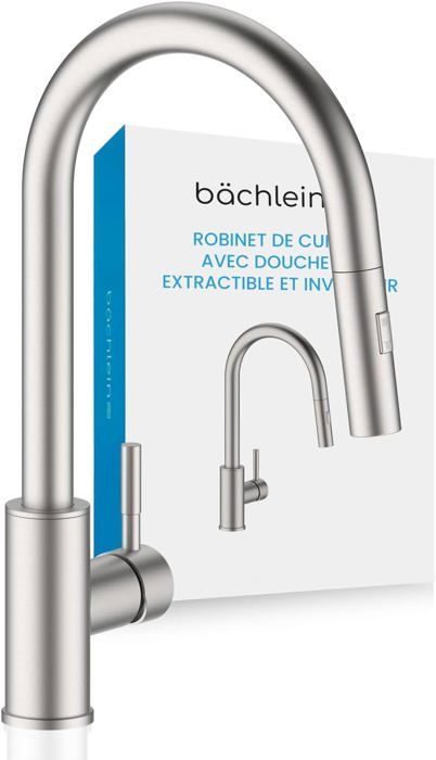 Bächlein Varvaro Robinet De Cuisine Pivotant à 360 Degrés (chrome) - Mitigeur D'évier En Acier Inoxydable Avec Tuyau Extensible Et Douchette Avec Interrupteur