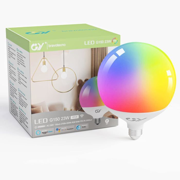 4 Ampoules Connectées WiFi Aigostar SL2 E27 LED RGB 15W 1500LM - Compatible Alexa Google Home, Multicolores 2700K-6500K