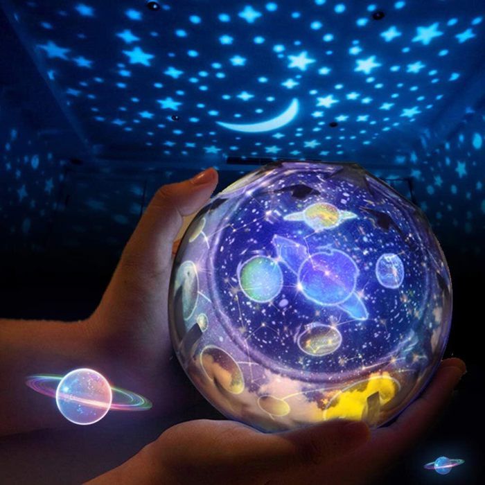 Projecteur de lumière de nuit pour les enfants - 360 rotation planète univers lampe de Projection rotative avec 5 Films et 4 Modes.