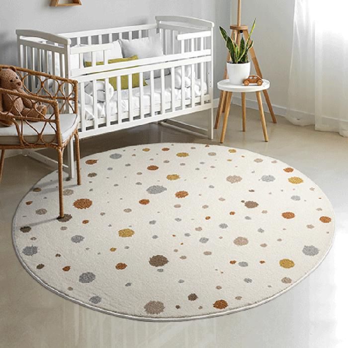 Tapis Enfant Rond - THE CARPET - Beat Kids - Crème - 120x120 cm - Facile dentretien