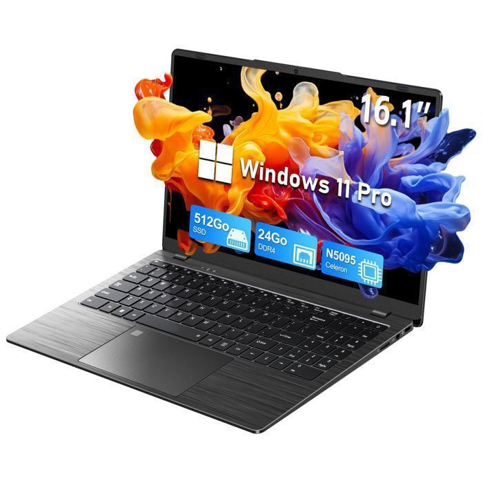 16.1 FHD PC Portable – Écran Pivot 170° – 24Go RAM  512Go SSD – Intel Celeron N5095 (4C-4T 2.9 GHz) – WiFi5-Ordinateur Portable