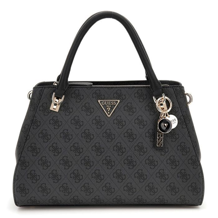 GUESS Sac à main gris foncé noir pour femme - Noelle II Luxury Satchel Coal Logo 310610
