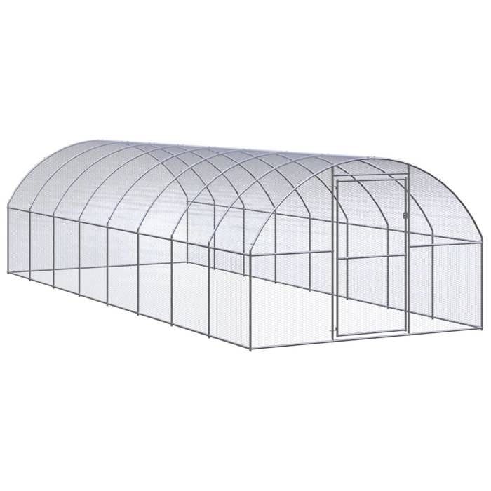 Meilleurs prix pour Poulailler enclos cage poules dextérieur 3 x 8 x 2 m acier galvanisé Argent 02_0044017