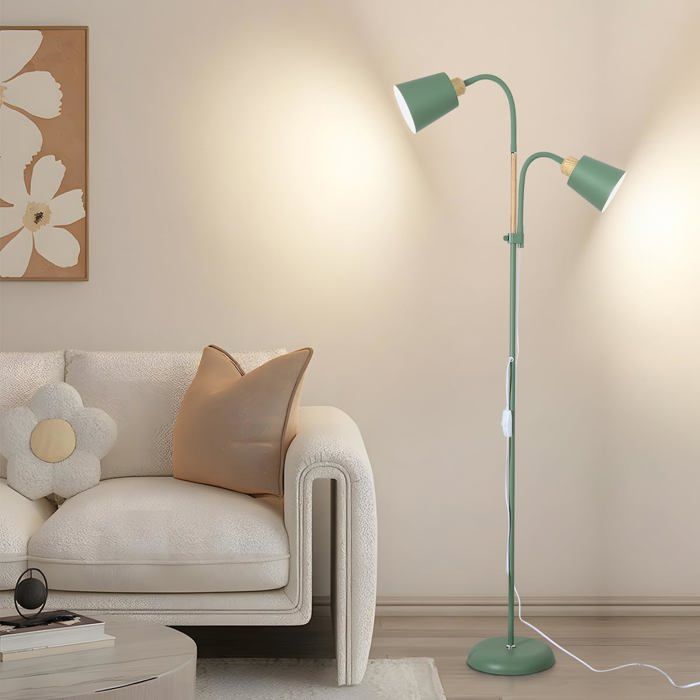 ANTENLICHT YOYO Lampadaire 2 Têtes Lampadaire de Lecture Douille E27 Max 60W 360° Pivotant Métal Vintage Moderne Sans Ampoule