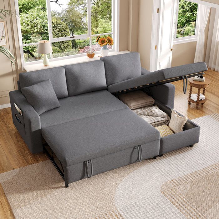 Canapé - avec rangement - Avec porte-gobelets de poche - Interchangeable - Gris foncé