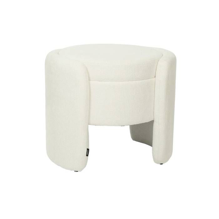 Tabouret coffre contemporain tissu blanc. L 53 x P 43 x H 45cm - Kalo