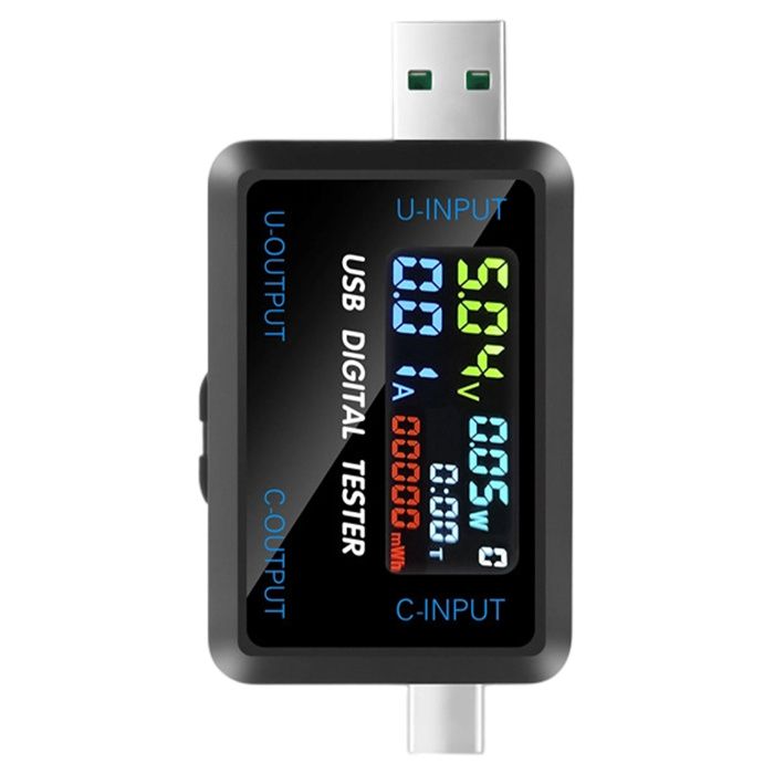 Testeur USB YB26VA - Voltmètre/Ampèremètre Double Affichage - Mesure Tension 3.2-15V, Courant 0-3A (10A Max)