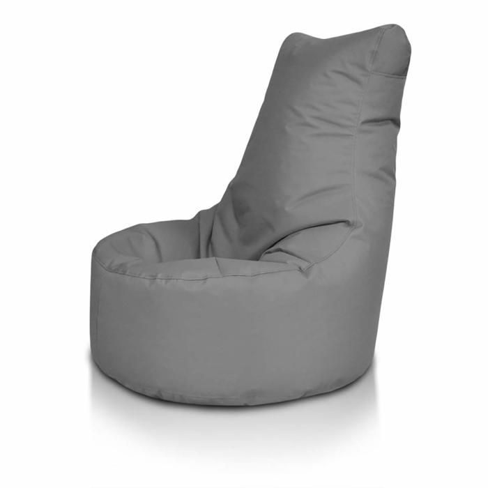 Fauteuil pouf haut dossier polyester billes polystyrène extérieur/intérieur 85x80 gris Gris Nc16 Ecopuf