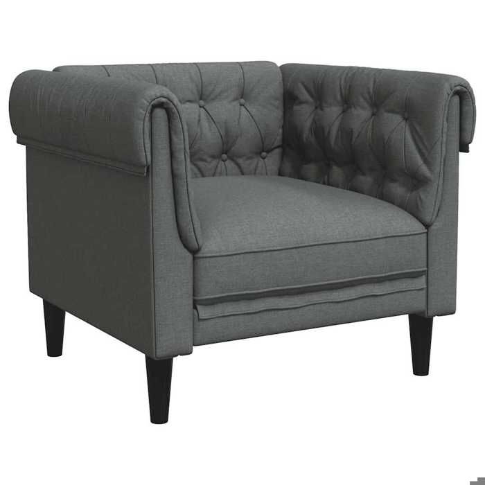 Fauteuil Chesterfield tissu - vidaxl - Gris foncé - 785x745x745 cm - Tissu polyester - Bois massif