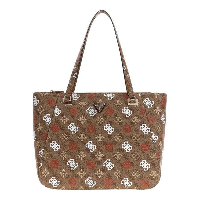 GUESS Sac à épaule brun clair terracotta pour femme - Eliette Logo Travel Tote Latte Logo / Ginger 334133