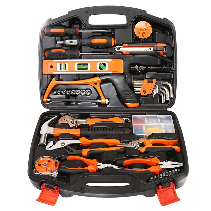 DAM Coffret doutils domestiques avec mallette de transport et 106 pièces 39x8x29 5 Cm. Couleur : Orange DAM Coffret doutils domestiques avec mallette de transport et 106 pièces 39x8x29 5 Cm. Couleur : Orange