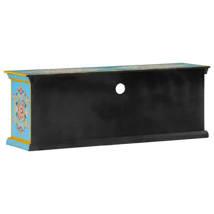 NEUF Armoire TV - Bleu - Meuble TV - TABLE TV - bleu 110x30x40 cm - bois massif de manguier TT3296