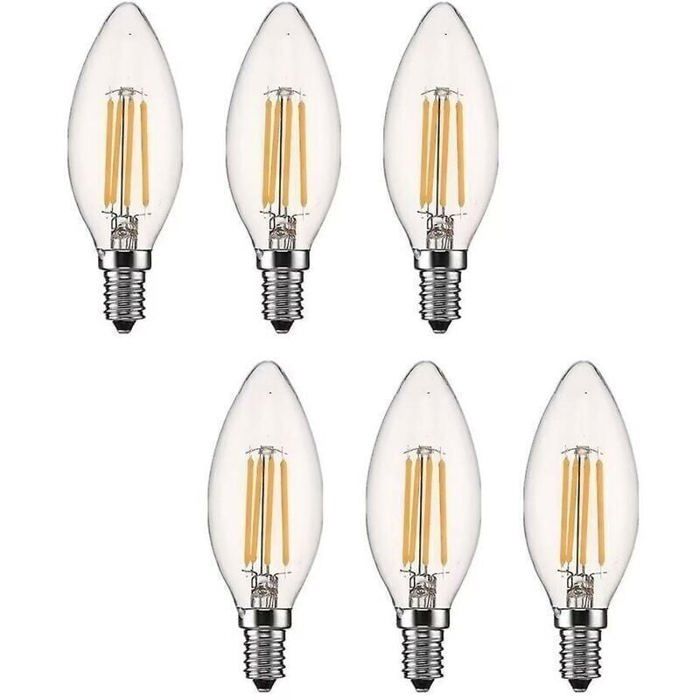 Ampoule Led E14 Dimmable Bougie Led E14 4w Blanc Chaud 2700k Filament Led Petit Culot à Vis Equivalent 40w Lot de 6 fg