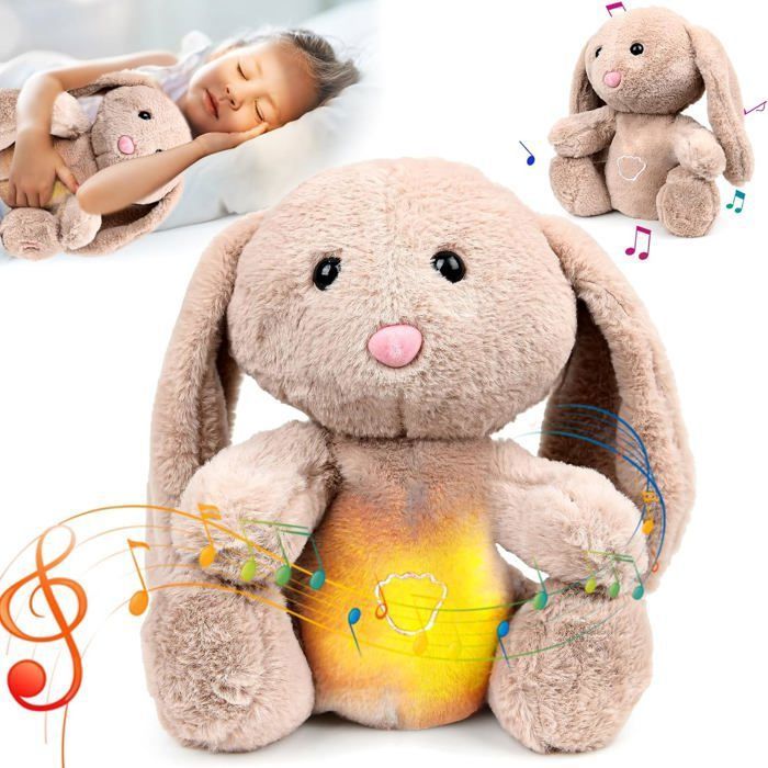 Sleeping Relief Lapin en peluche - Lapin apaisant respirant - poupée dormante - pour fête prénatale