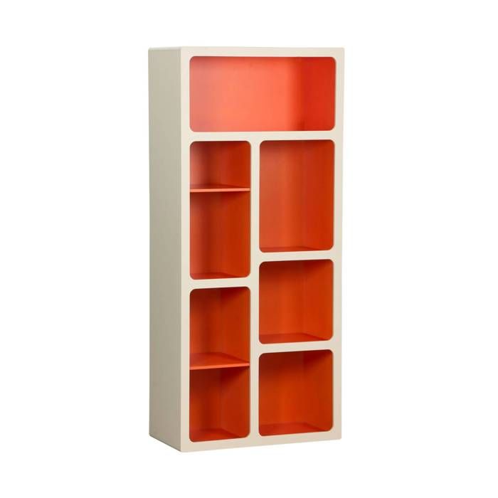 Etagère bibliothèque organique décor bois 8 compartiments orange - Agatha