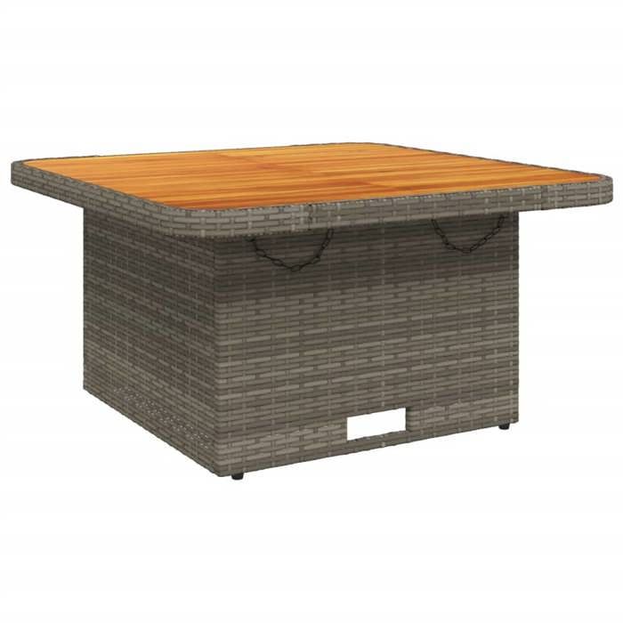 SALE 2026Table de jardin/Console de jardin - WINWIN - Table salle balcon - gris 80x80x71cm - Résine tressée et bois acacia 13.6 Kg