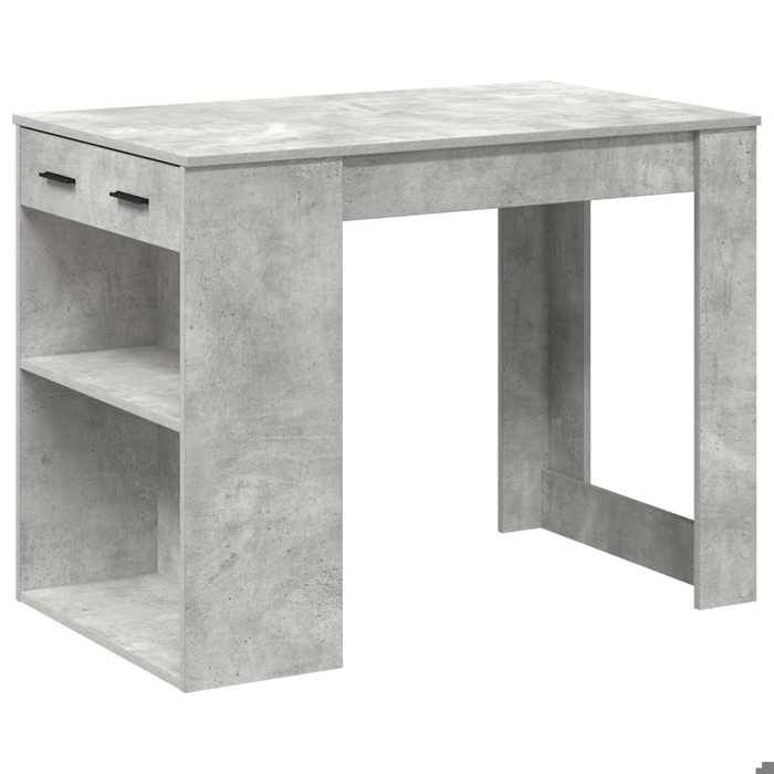 Sarazyj®Table de repas 2 placesBureau - avec tiroir et étagère - SOLOMON gris béton bois dingénierie 3546