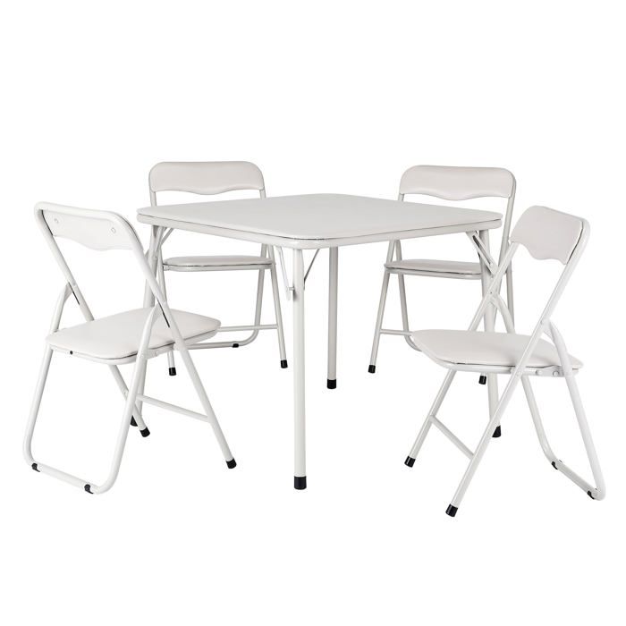 Ensemble table et chaises pliantes - LUNSY - 1 table et 4 chaises - 60 5x60 5x50 5 cm - Beige