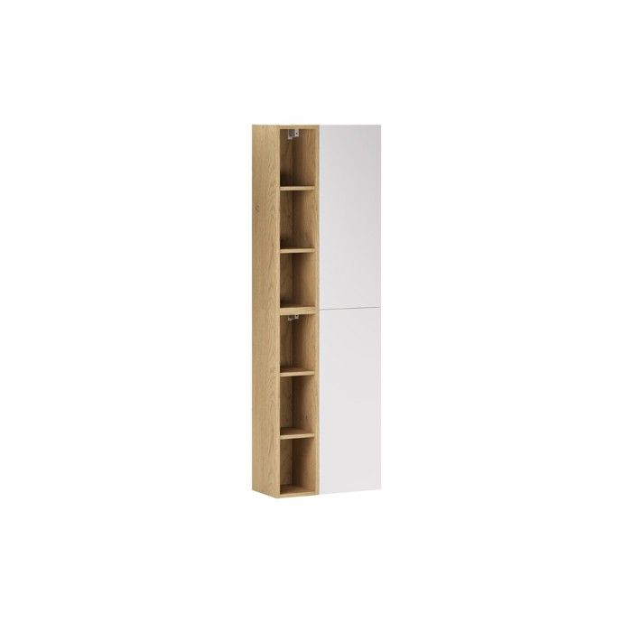 Meuble colonne de salle de bain suspendu ASTER blanc 50 x 160 cm avec extension - étagères ouverte