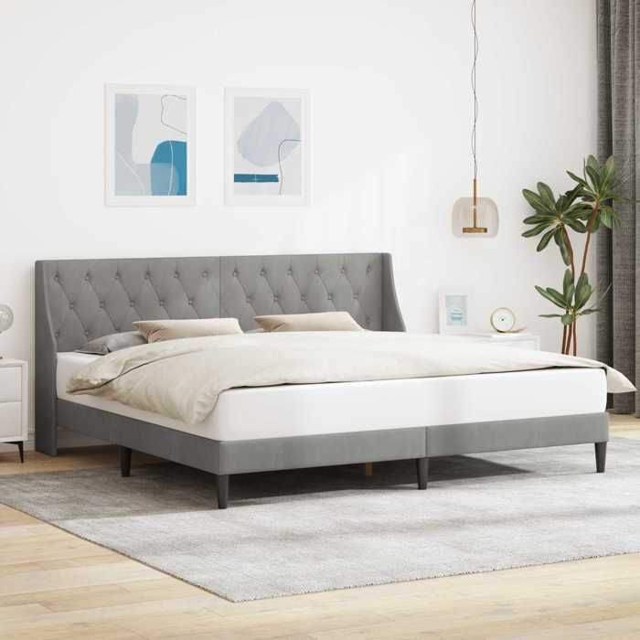 vidaXL Cadre de lit avec tête de lit Gris clair 180 x 200 cm Velours 42027442