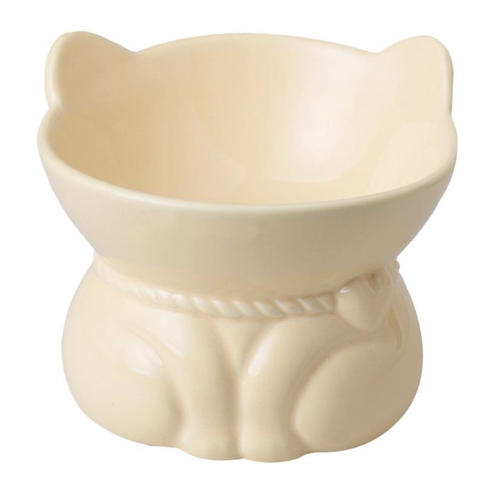 Bol deau en céramique pour animaux - Phoesky - Anti-renversement - Automatique - Jaune clair - 200ml - 13x12.8x10.3 cm