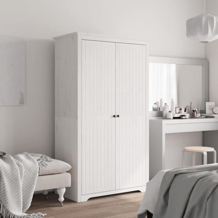 Armoire de rangement Blanc - Garde-robe - BODO blanc 99x53 5x173 cm bois massif de pin A15689