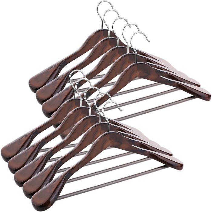 Lot de 10 Cintres Crochet rotatif Bois dérable Antidérapants Pour costumes vestes chemises .